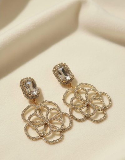 [1601D] MIRO ARETES FIESTA FLOR DORADO BRILLA