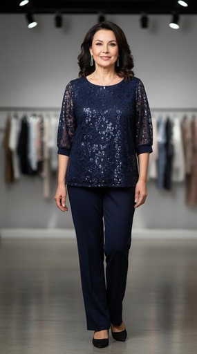 R&M BLUSA-PANTALON AZUL BRILLANTE 2769