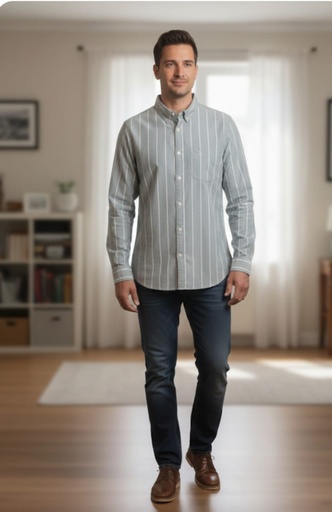 [325259] HOLLISTER CAMISA VERDE MENTE RAYAS