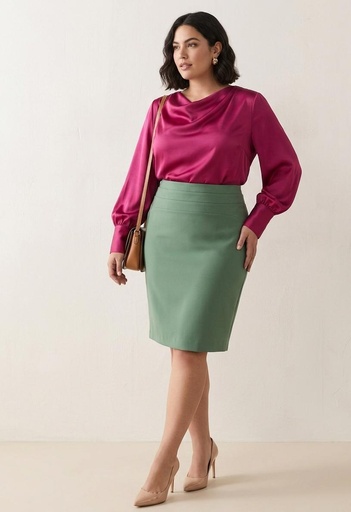 [35001VC] PANIZ FALDA MUJER VERDE CLARO 35001