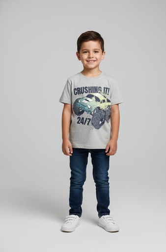 OSHKOSH CAMISETA NIÑO GRIS CARRO 3M801110