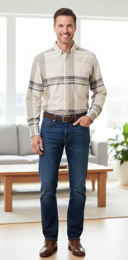 [465110] BANANA CAMISA CUADR.KAKHI-VERDE O. 465110