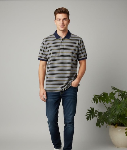 [571372011] BANANA CAMISETA C-P HBR GRIS-AZUL M-