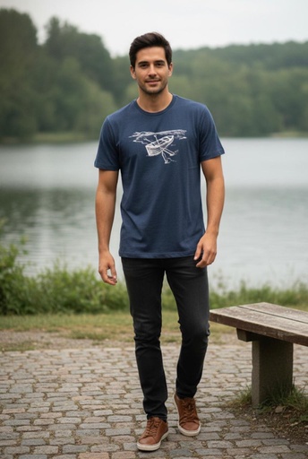 [662929001] BANANA CAMISETA HOMBRE AZUL-BARCO