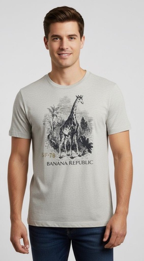 [762016] BANANA CAMISETA GRIS GIRAFA