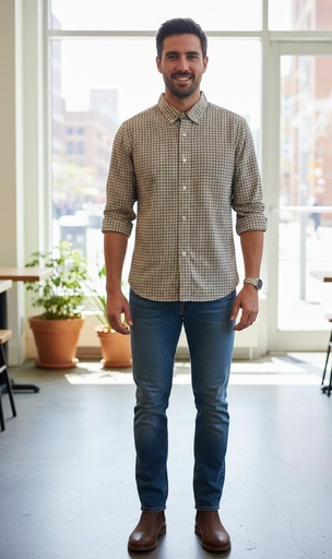 BANANA CAMISA CAFE CUADRI.NEGRO 763127