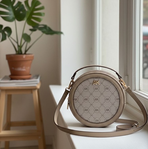 [AK] ANNE KLEIN CARTERA BEIGE REDONDO