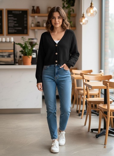 [DZ22G683N] DOUBLE ZERO SUETER NEGRO MUJER