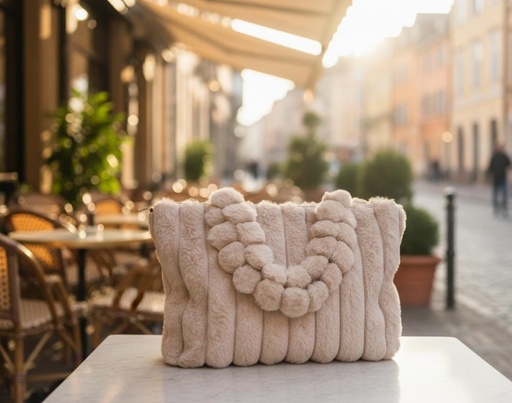 [HBG104738BEI] CARTERA BEIGE MUJER PELUSA