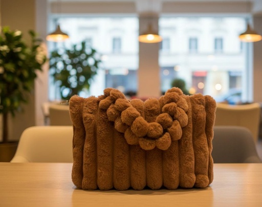 [HBG104738BR] CARTERA CAFE MUJER PELUSA