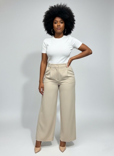 HOPE&HARLOW PANTALON BEIGE MUJER