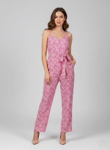 [P13917] ACTIVE JUMPSUIT ROSA FLRS BLC MUJER