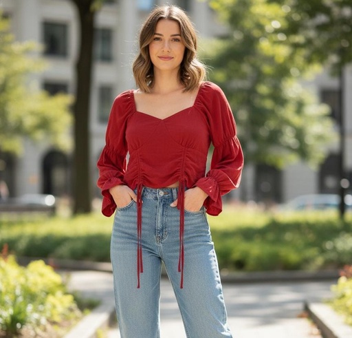 [T51281WR] AVAILABLE BLUSA ROJA