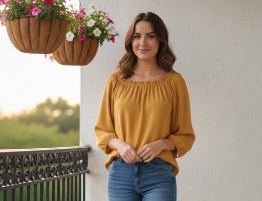 CRECE BLUSA MOSTAZA MUJER T5911