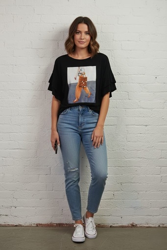 [T6540] KLAXON BLUSA MUJER NEGRO T6540