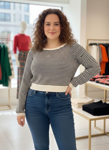 [TW1585N] THE WORKSHOP SUETER NEGRO-BLC MJER