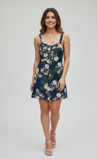 [VC00X133] VESTIDO AZUL M. FLRS C. 4397DJ