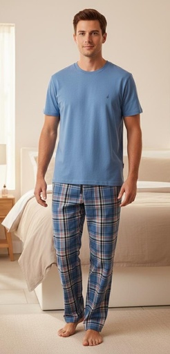 NAUTICA PIJAMA AZUL CUADRIC.HOMBRE WPJ004