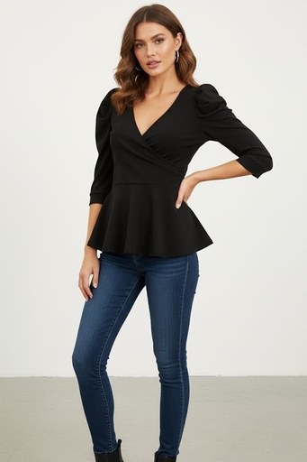 [YT3243] YOYO 5 BLUSA MUJER NEGRO YT3243