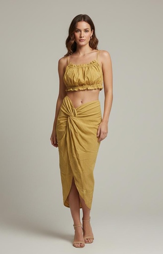 HYFVE SET BLUSA-FALDA MOSTAZA 2PZS HF22E468