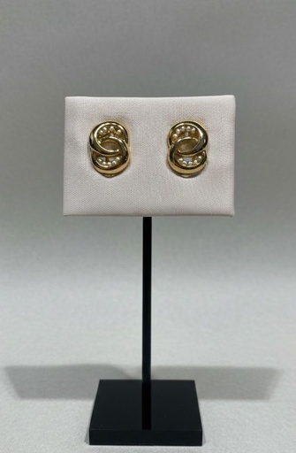 [AE0366] ARETES ENCHAPE DORADO-PERLAS REDONDO