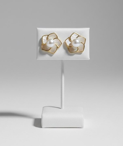 [AE0382] ARETES ENCHAPE FLR-COCHA NACAR DRD