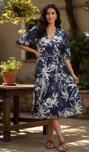 SANDRA DARREN VESTIDO AZUL FLRS BLANCO 78104