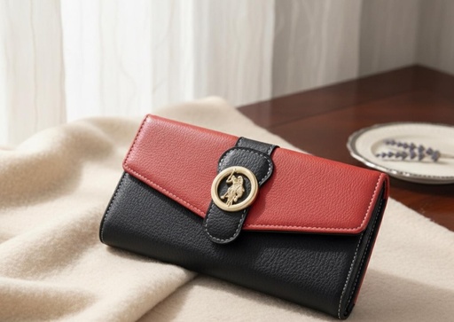 [786660627671] POLO MONEDERO NEGRO-ROJO MUJER