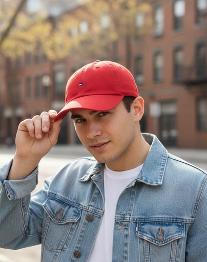 [78J2731] TOMMY GORRA ROJO HOMBRE