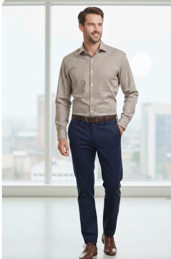 [801243C] BANANA CAMISA HOMBRE CAFE CUADRIC-BLC