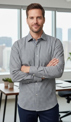 [801243G] BANANA CAMISA GRIS-BLANCO HOMBRE