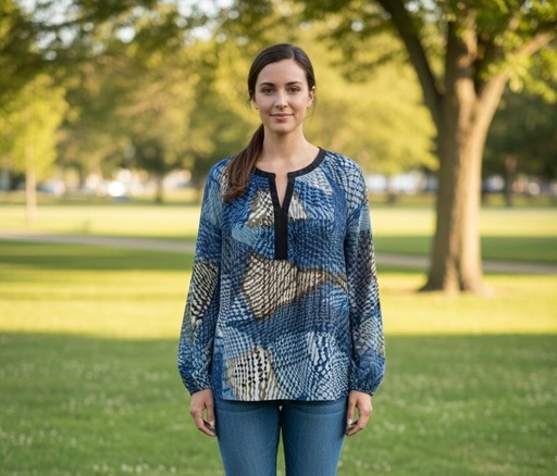 SIONI BLUSA MUJER AZUL ESTAMPADO 81216914