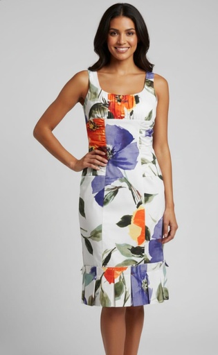 [8512387E] DONNA RICCO VESTIDO MUJER BLC-FLORES