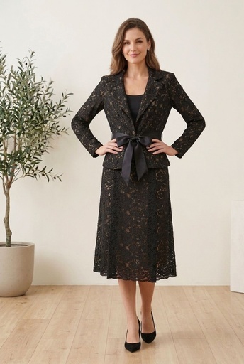 [8545AL] FRAY SACO-FALDA MUJER NEGRO-BEIGE