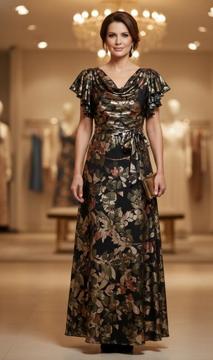 MAISON TARA VESTIDO NEGRO FLRS VRD-DRD 85522MA