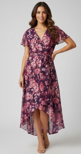 R&M RICHARDS VESTIDO M. MORADO FLRS ROSA 9500