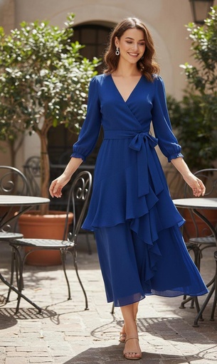 MAISON TARA VESTIDO AZUL ELECTRICO LARGO 96269M