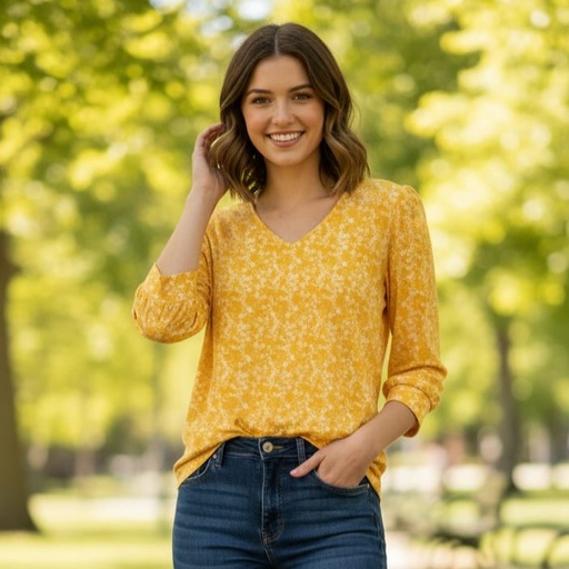 [AD1S301039] ADRIANNA PAPELL BLUSA MUJER AMARILLO FLR