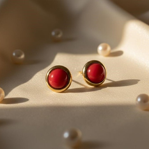 [AE0217] ARETES ENCHAPE ROJO-DRD PEQUE