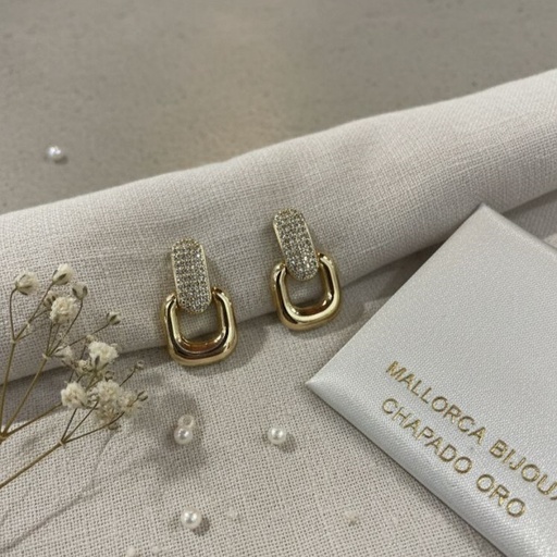 [AE0303] ARETES ENCHAPE CUADRADO DRD BRILLANTE