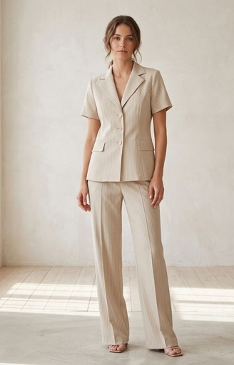 [M607] MILLENA CHAQUETA-CENTRO-PANTALON BEIGE 3