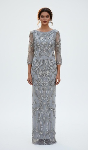 [MD1E205428] AIDAN MATTOX VESTIDO MUJER CELESTE BRILL