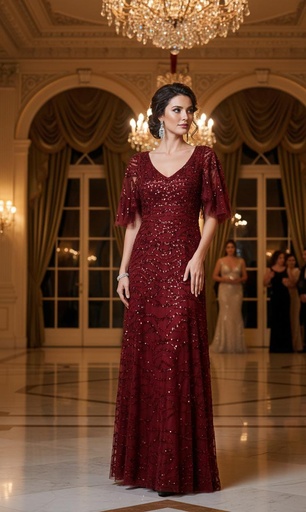 AIDAN MATTOX VESTIDO OCRE LENTEJUELA MD1E207532