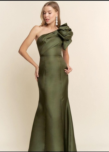 MANUJI VESTIDO VERDE OLIVO LARGO MF22543