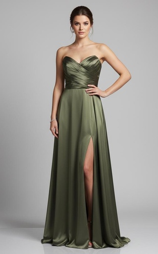 [MF22972VO] MANIJU VESTIDO VERDE OLIVO LARGO