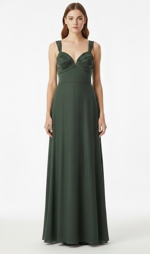 MANUJI VESTIDO VERDE OLIVO LARGO MF23005