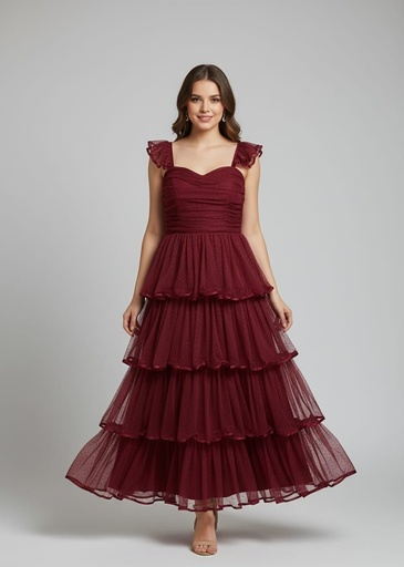 [MF23016] MANIJU VESTIDO OCRE LARGO MUJER