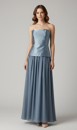 MANIJU VESTIDO CELESTE LARGO MM24478