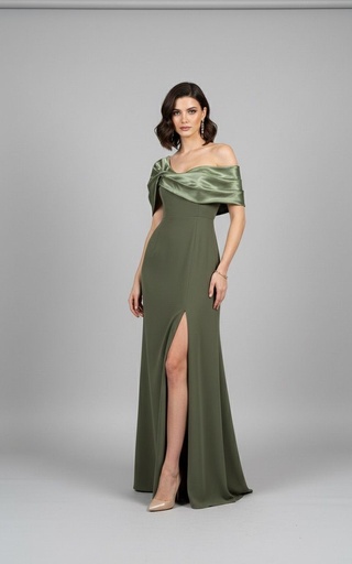 MANIJU VESTIDO VERDE OLIVO LARGO MM2970