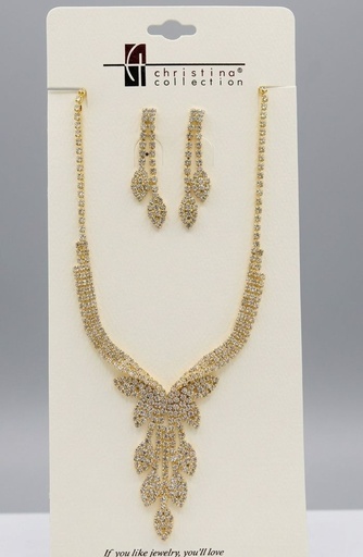 [ZZ20931] CHRISTINA COLLAR-ARETES DRD HOJAS